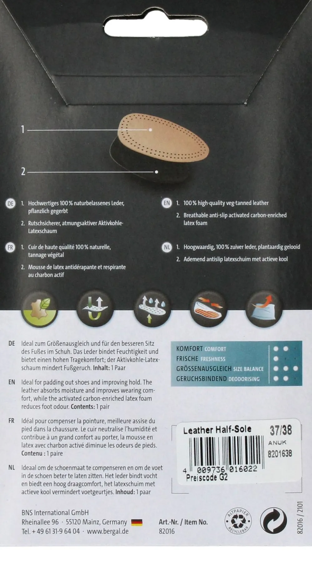 DAMES Bergal Leather Half-Sole Zooltjes Dames Heren