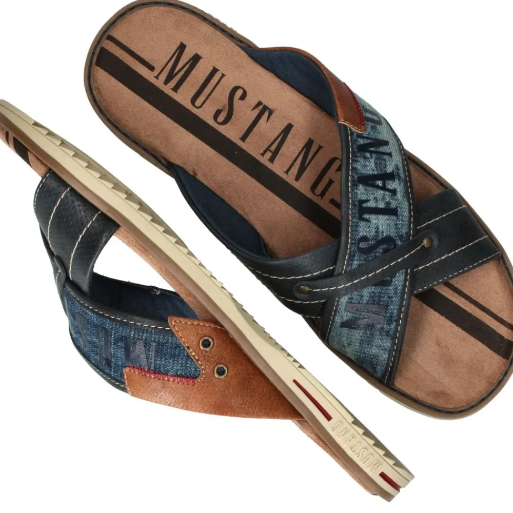Heren Mustang Slippers Blauw Heren