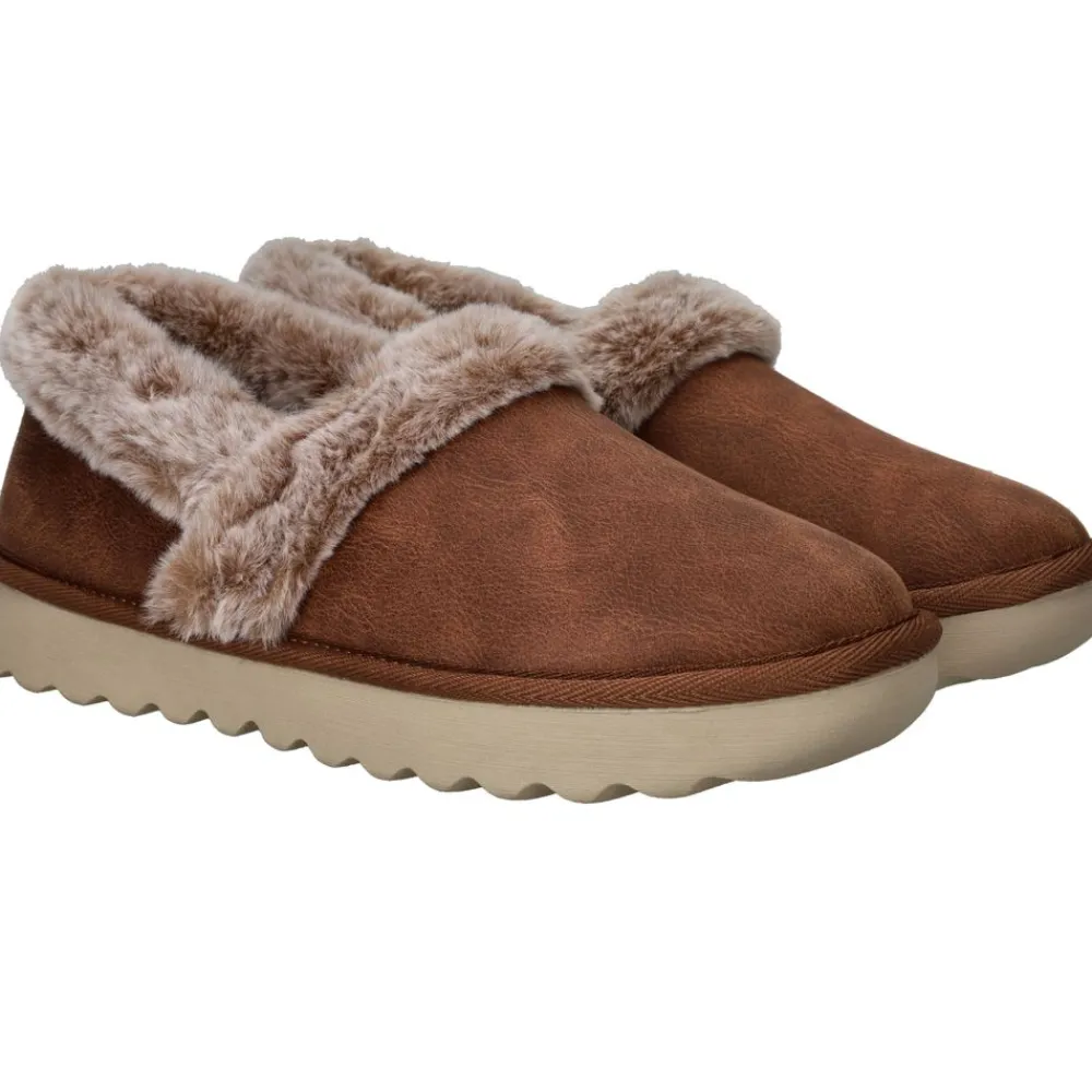 DAMES Skechers Cozy Up Pantoffels Bruin Dames