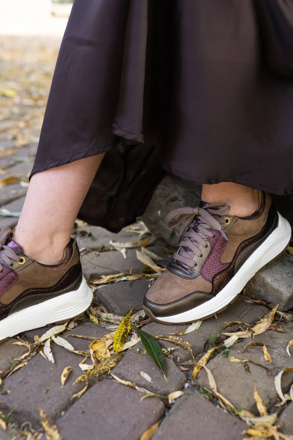 DAMES Xsensible Golden Gate Stretchwalker Sneakers Bruin Dames